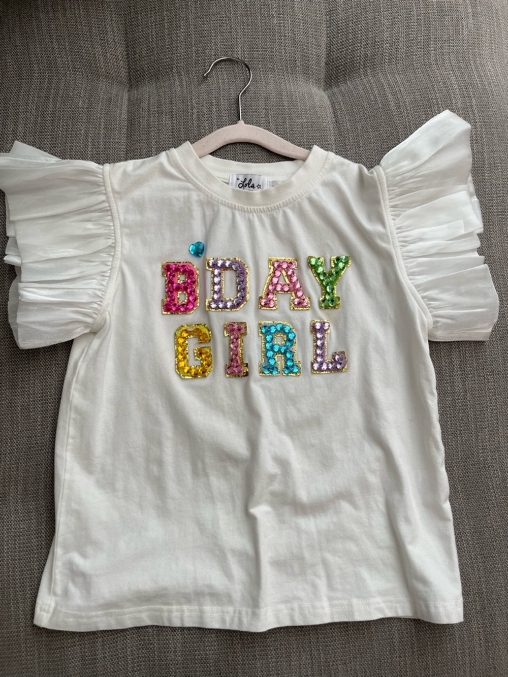 Lola + the Boys-  BDAY GIRL Gem Ruffle Shirt with 7
